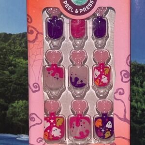 imPRESS Mini Kids Halloween Glow in the Dark Press On Nails Ghosts Bats Pink
